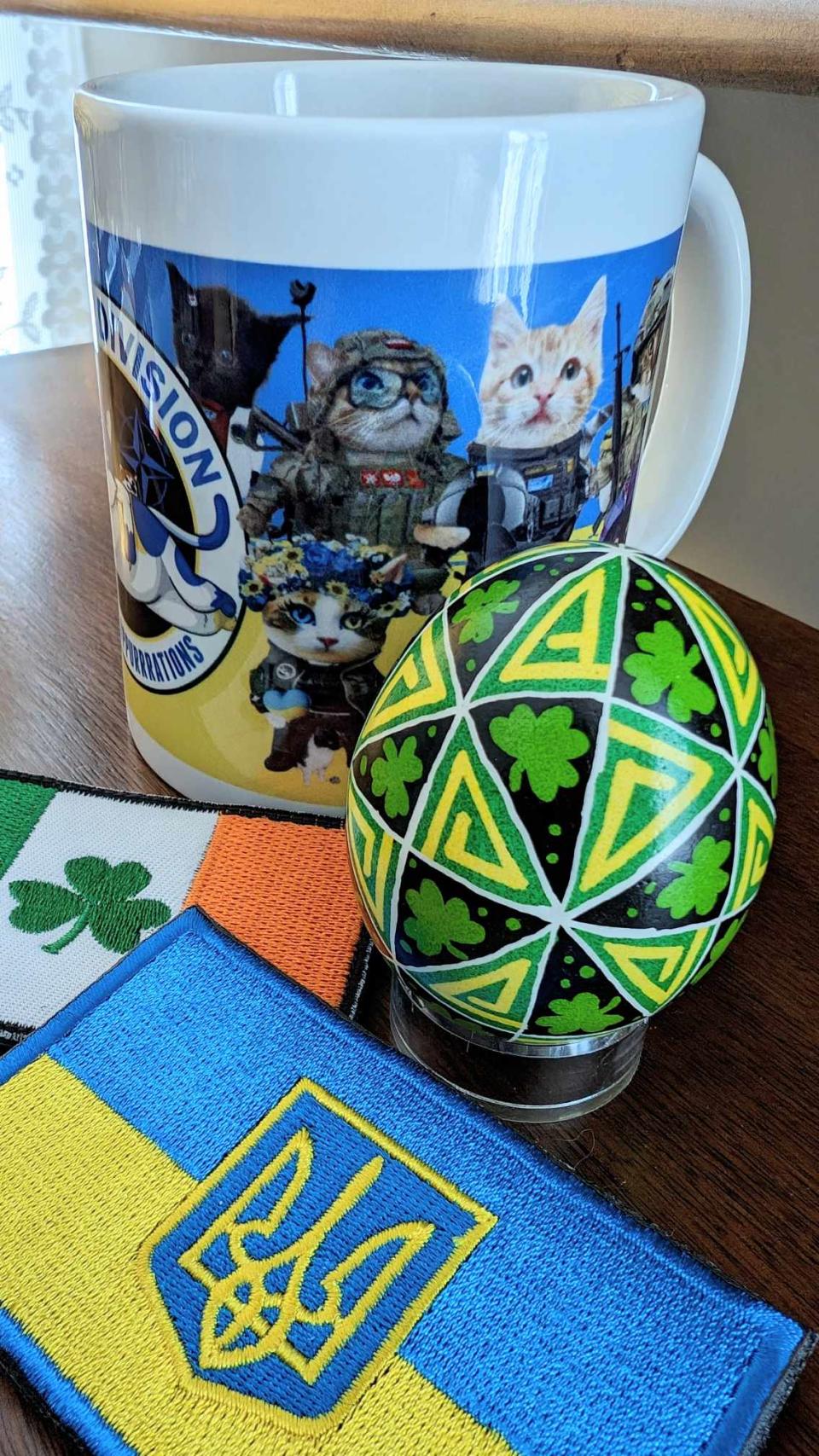 One of Reinder's pysanka, decorated with shamrocks, was used in a fundraiser to raise money for Ukrainian humanitarian relief and it is now in Austria. 