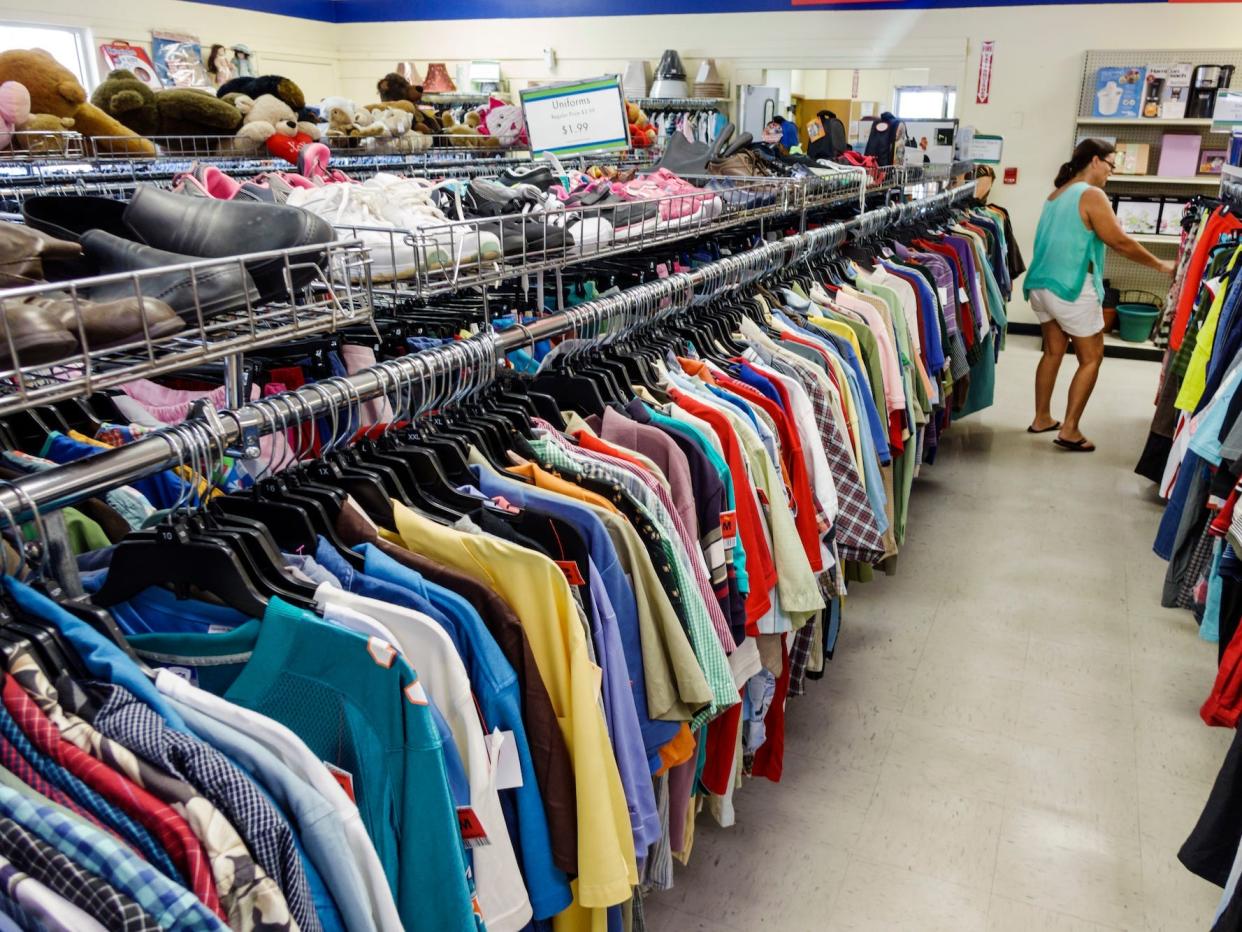 Men's clothing in a Goodwill thrift store