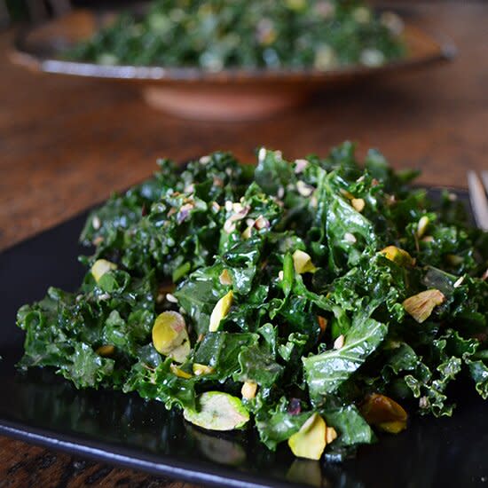 Kale Salad with Miso and Pistachios