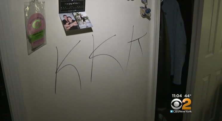 More hate-filled graffiti is found on the walls. (Photo: Screengrab, CBC)