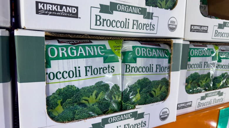Costco organic broccoli packages