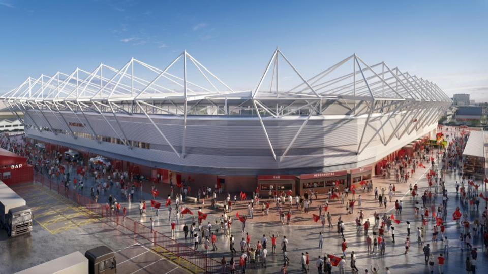 Daily Echo: CGI of proposed St Mary's Stadium fan zone. Image: Southampton FC