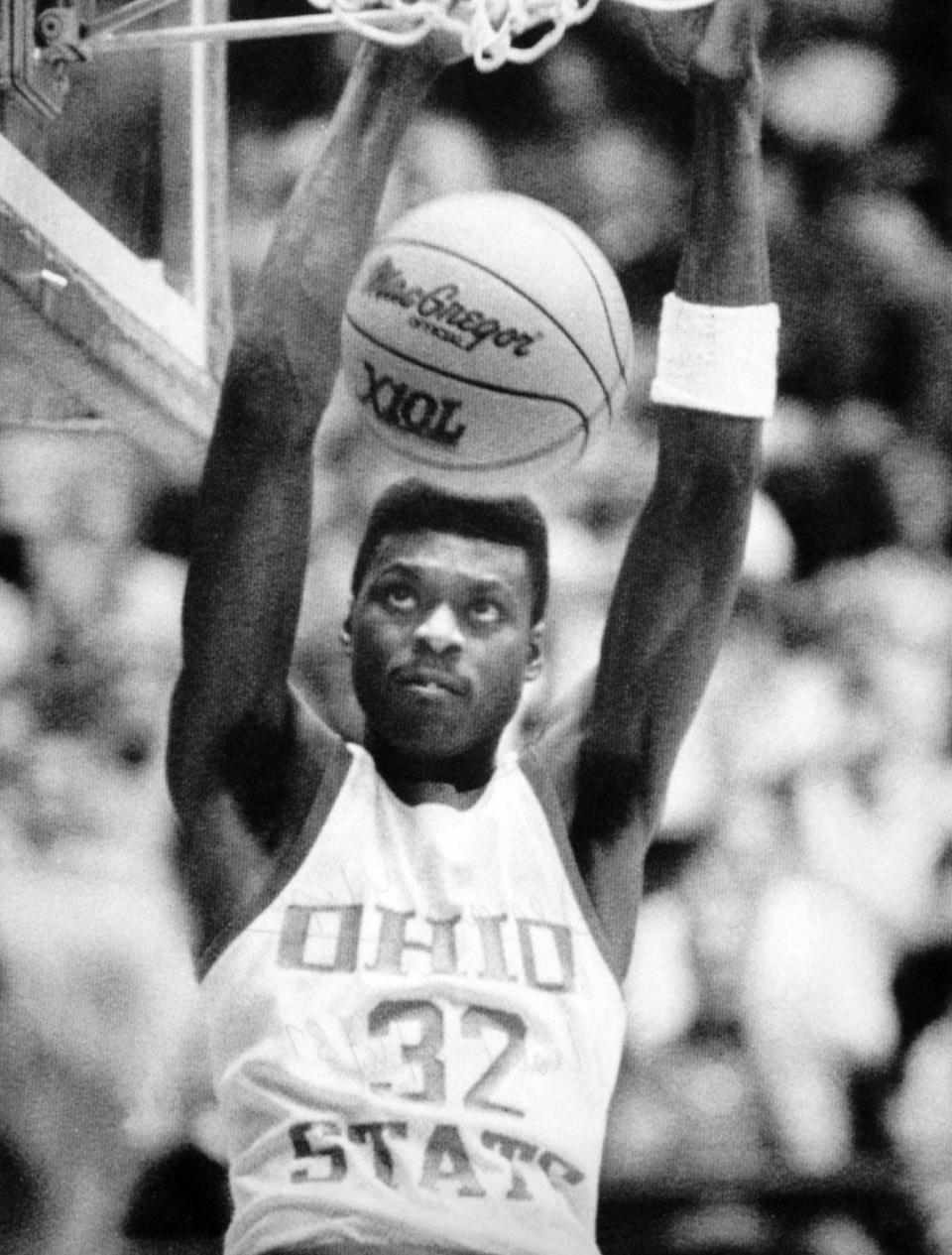 Dennis Hopson, shown in 1987 while playing for Ohio State, was a member of the Bulls&#8217; first championship team during the Michael Jordan era.