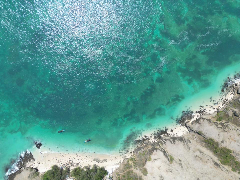 Aerial view of ocean inlet