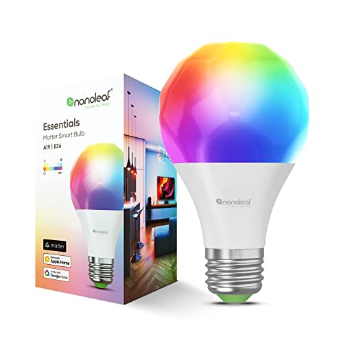 Nanoleaf Essentials Smart LED Color-Changing Light Bulb (60W) - RGB & Warm to Cool Whites, App & Voice Control (Works with Apple Home, Google Home, Samsung SmartThings) (Matter A19 (1 Pack)) (AMAZON)