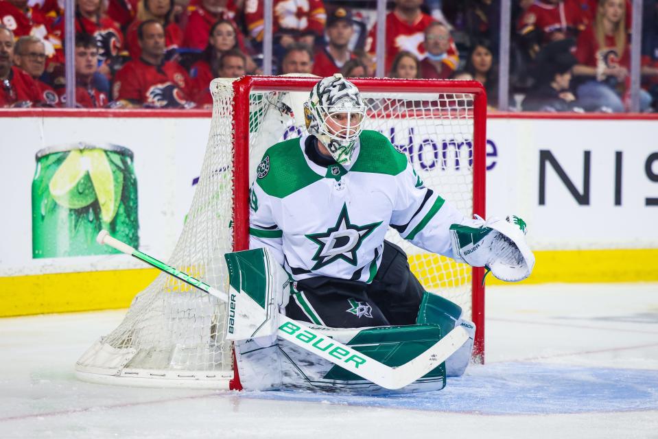 Dallas Stars goaltender Jake Oettinger made 64 saves in a 3-2 overtime loss to the Calgary Flames in Game 7.