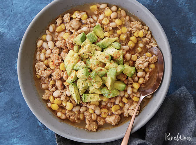 White Turkey Chili with Avocado