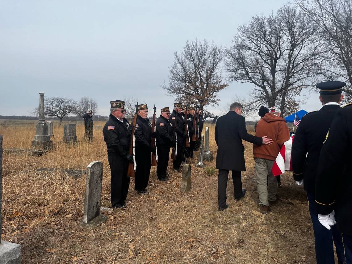 On Tuesday, 66-year-old Douglas Menser, of Kansas City, was buried with full military honors at Hocker Cemetery in Knob Knoster. Menser was fatally shot inside his home on Jan. 19.