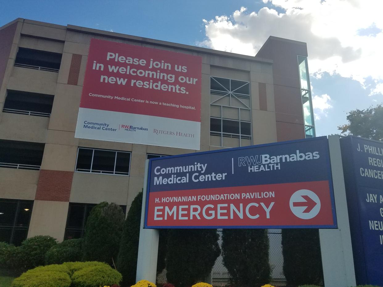 A sign at Community Medical Center in Toms River in front of the parking garage.
