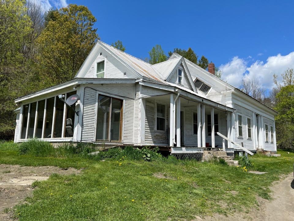 The mid-19th century farmhouse on Sprague Ranch in Brookfield that will be renovated using a loan from Champlain Housing Trust's Vermont Farmworker Housing Repair Loan Program, as seen on May 12, 2023.