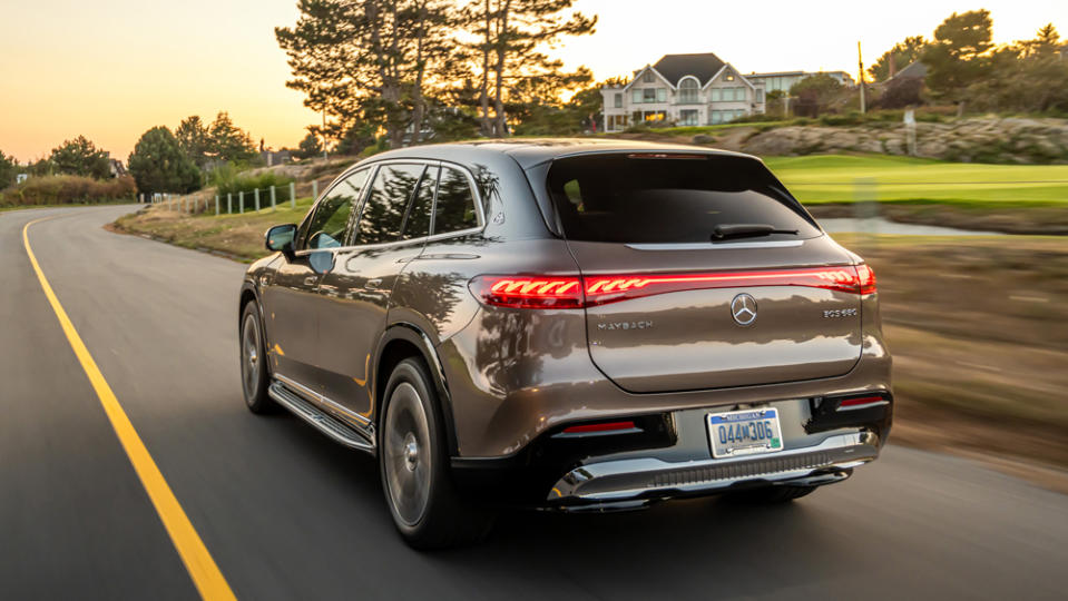 A rear view of the 2024 Mercedes-Maybach EQS 680 SUV.