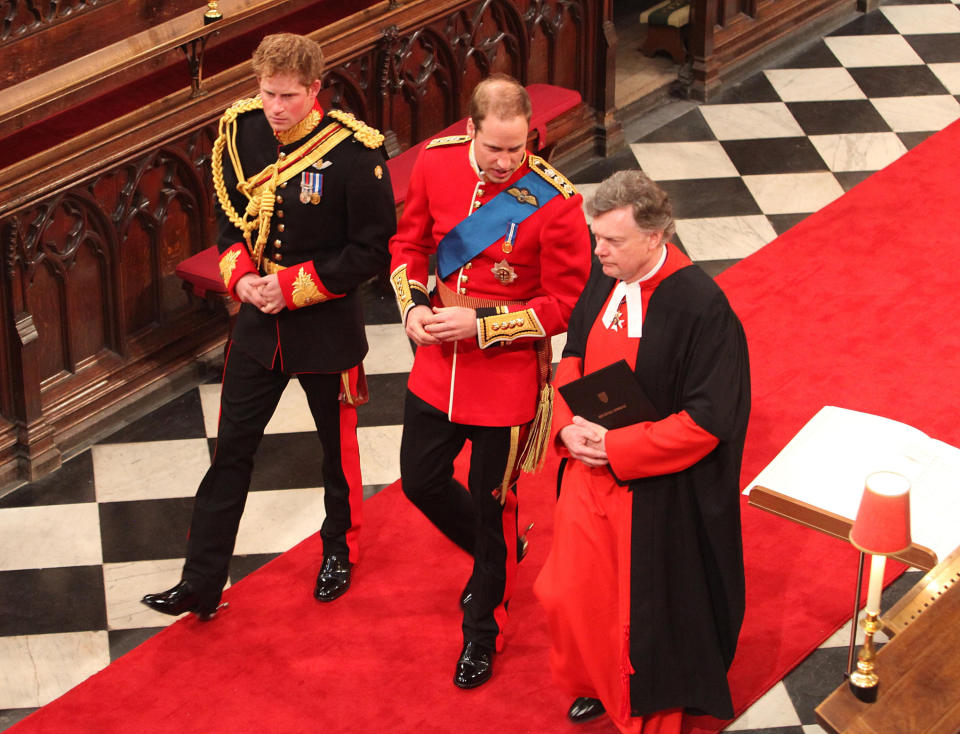 Prince Harry and Prince William on Prince William's wedding day