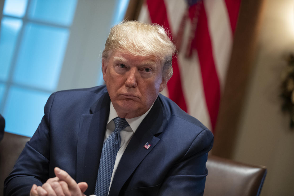 President Donald Trump listens during a roundtable on school choice in the Cabinet Room of the White House, Monday, Dec. 9, 2019, in Washington. (Photo:  Evan Vucci/AP)