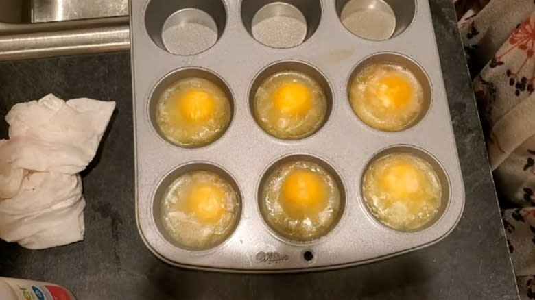 Eggs frozen in muffin tray