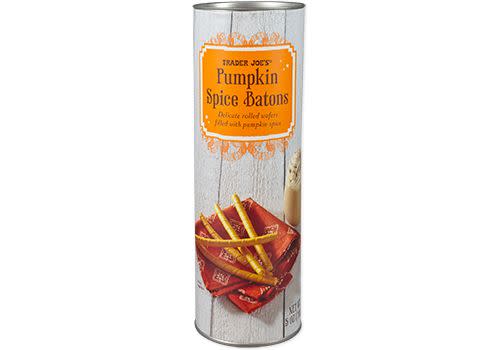<p>You're familiar with the cocoa and vanilla baton varieties, but <strong>this pumpkin-flavored take is full of seasonal spices and gives you a crunchy and creamy texture in each bite. </strong>Try it dipped in hot cocoa or apple cider for a Fall-inspired treat.</p>