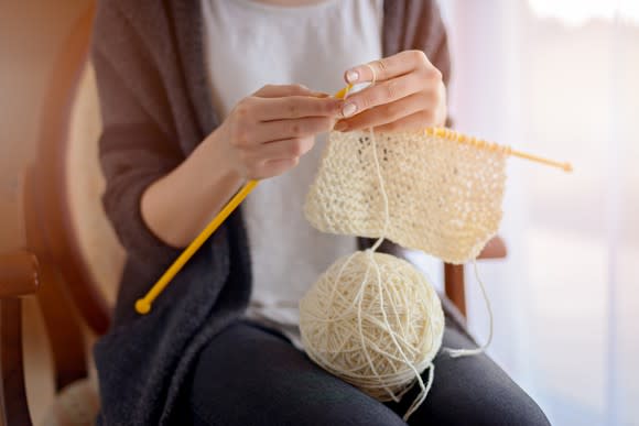 Woman knitting