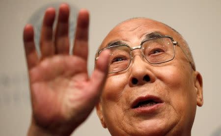 The Dalai Lama speaks at the U.S. Institute of Peace in Washington, D.C., U.S. June 13, 2016.REUTERS/Kevin Lamarque