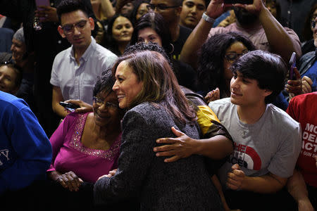 U.S. 2020 Democratic presidential candidate Kamala Harris greets supporters at the end of a rally at Texas Southern University in Houston, Texas, U.S., March 23, 2019. REUTERS/Loren Elliott