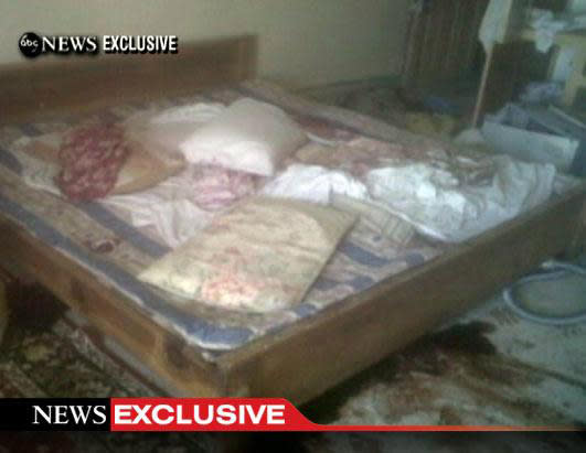 This video frame grab, obtained from ABC News on May 2, 2011, shows the interior bedroom in the mansion where Osama Bin Laden was killed May 1. Al Qaeda leader Osama bin Laden was killed Sunday in a firefight with U.S. forces in Pakistan and his body was recovered, President Barack Obama said on Sunday. REUTERS/ABC News/Handout