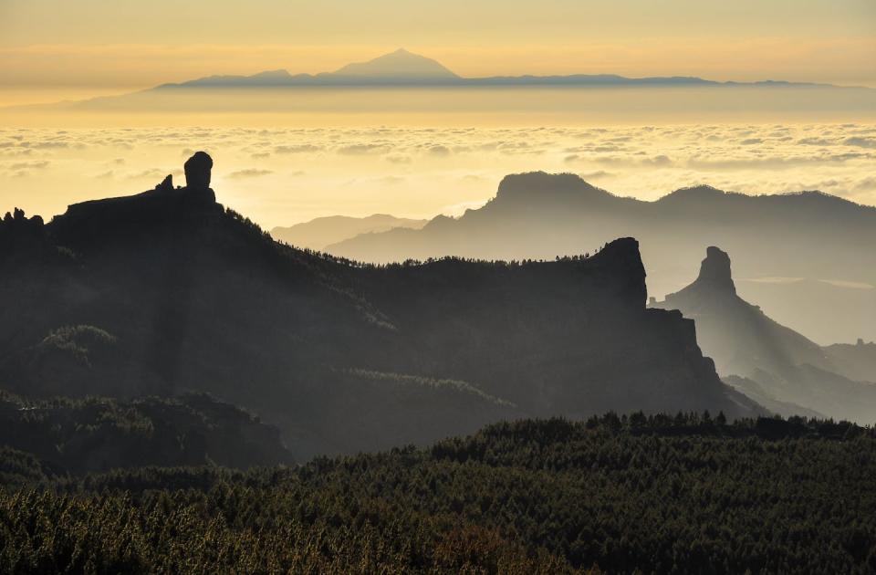 Cumbres con pinares.