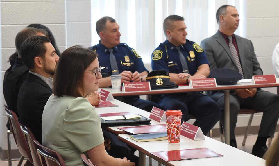 Members from ProMedica, law enforcement and others took part in a roundtable discussion about a $16.1 million project to renovate and expand the Gerald Welch Health Education Building at MCCC.