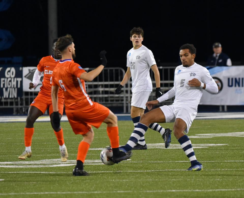 University of New Hampshire senior Yannick Bright, seen here in the Wildcats' NCAA Round of 16 men's soccer tournament match against Clemson last month, was drafted in the first round by Inter Miami CF in the Major League Soccer SuperDraft on Tuesday.