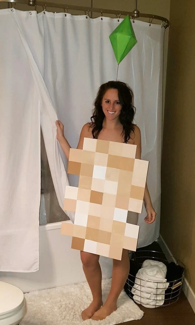 Someone with a cardboard cutout in front of their body to look like it's blurred out