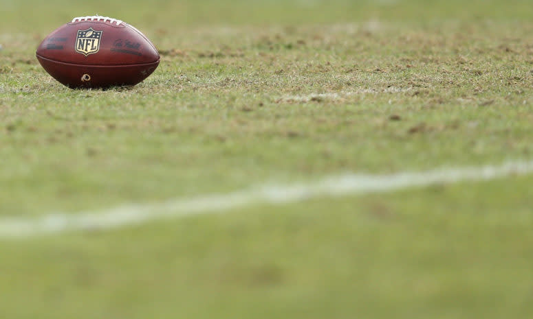 A detail view of an NFL football as the Buffalo Bills play the Washington Redskins at FedExField.