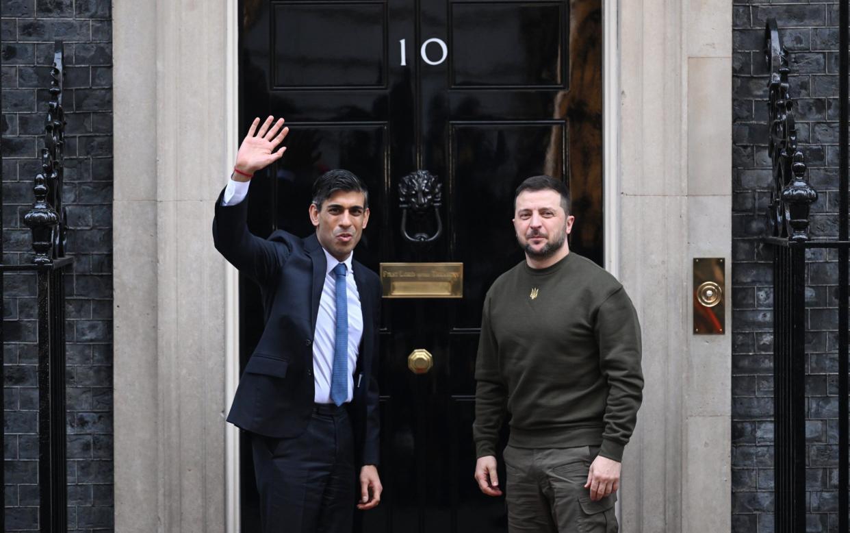 Rishi Sunak and Ukrainian President Volodymyr Zelenskyy, outside No 10 Downing St - Leon Neal/Getty