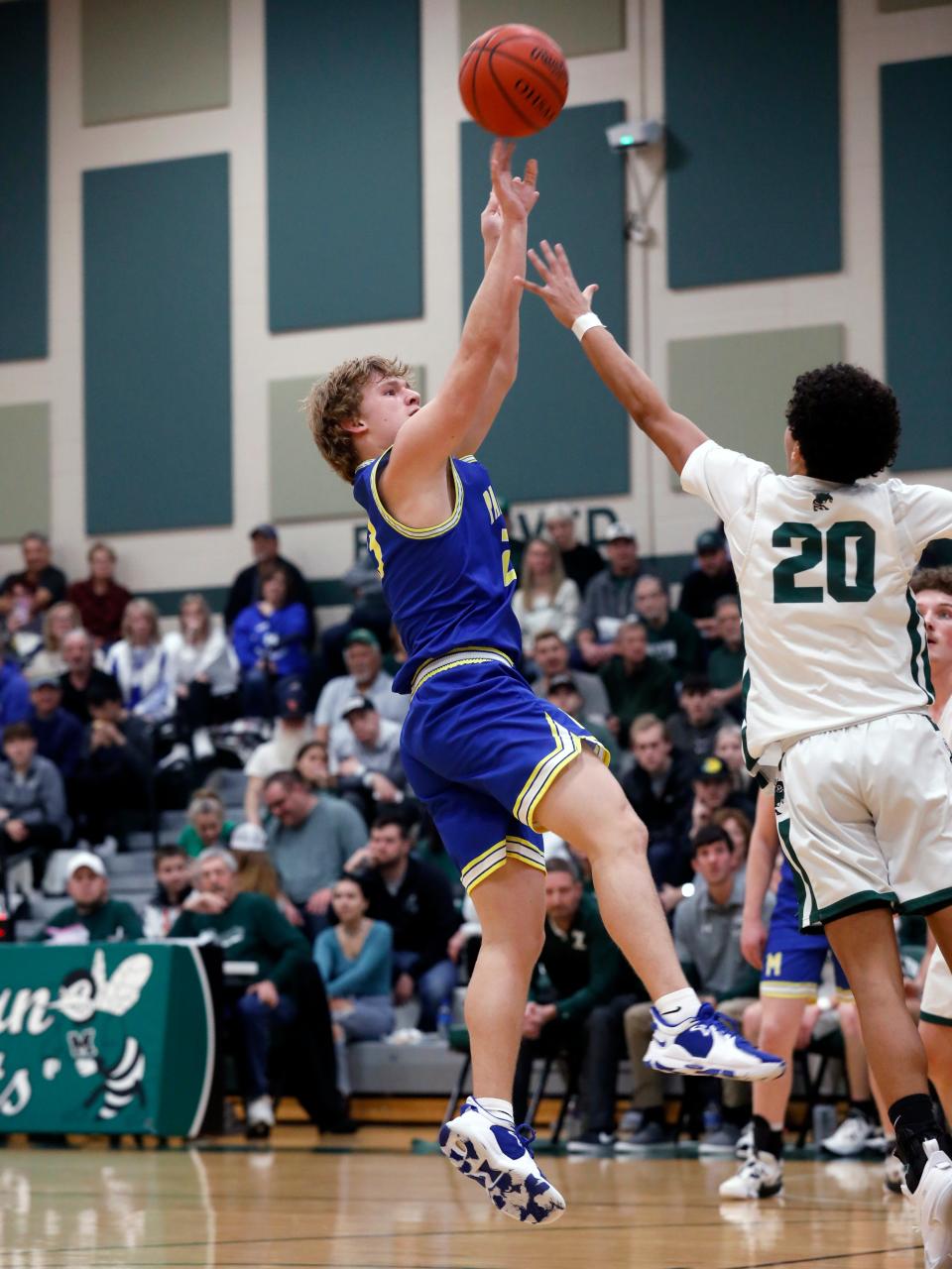 Hayden Jarrett shoots a jumper in the lane during Maysville's 58-50 win against host Malvern earlier this season. Jarrett shared the Division II Player of the Year honors after a dynamic season with the Panthers.