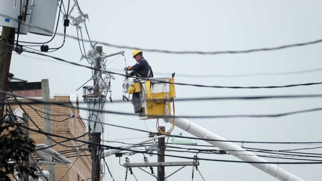 Workers repair the electrical grid. Working families are the top priority in negotiations to advance President Biden's infrastructure proposals, Sen. Bernie Sanders (I-Vt.) said on Sunday.