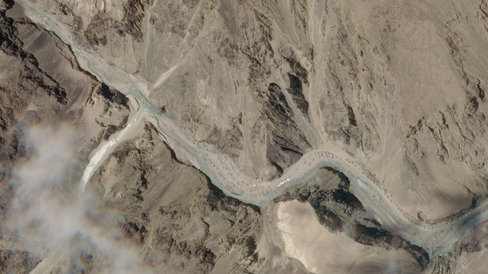 ADDS THE LOCATION DETAILS - This satellite photo provided by Planet Labs shows the Galwan Valley area in the Ladakh region near the Line of Actual Control between India and China Tuesday, June 16, 2020. A clash high in the Himalayas between the world’s two most populated countries claimed the lives of 20 Indian soldiers in a border region that the two nuclear armed neighbors have disputed for decades, Indian officials said Tuesday. (Planet Labs via AP)