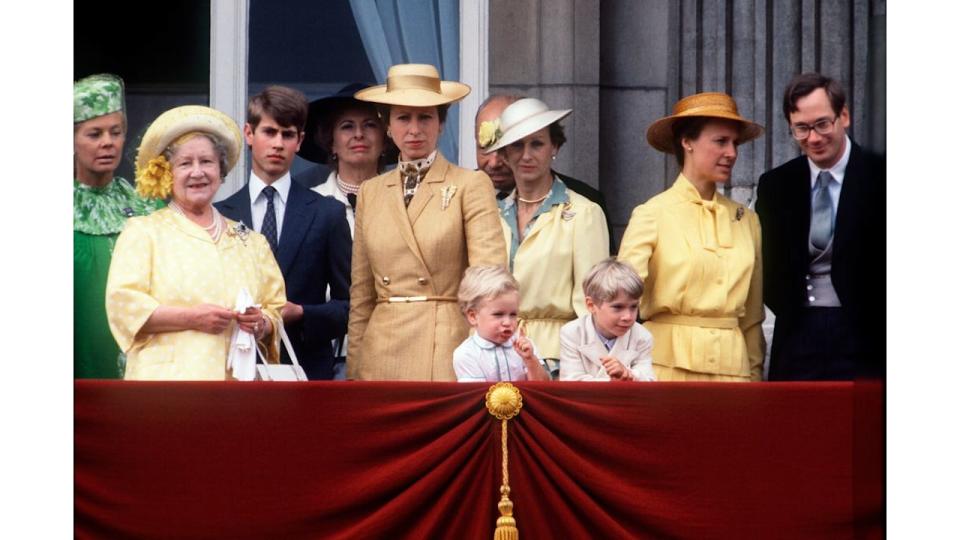 Peter Phillips on the royal balcony at Buckingham Palace in 1980