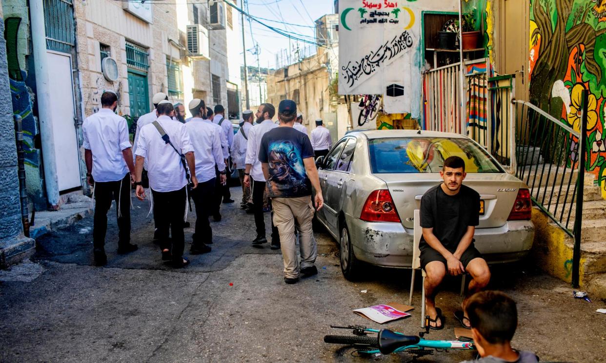 <span>On this street in Batn al-Hawa, three Palestinian homes are due to be evicted by Israeli authorities.</span><span>Photograph: Amnon Gutman/The Guardian</span>