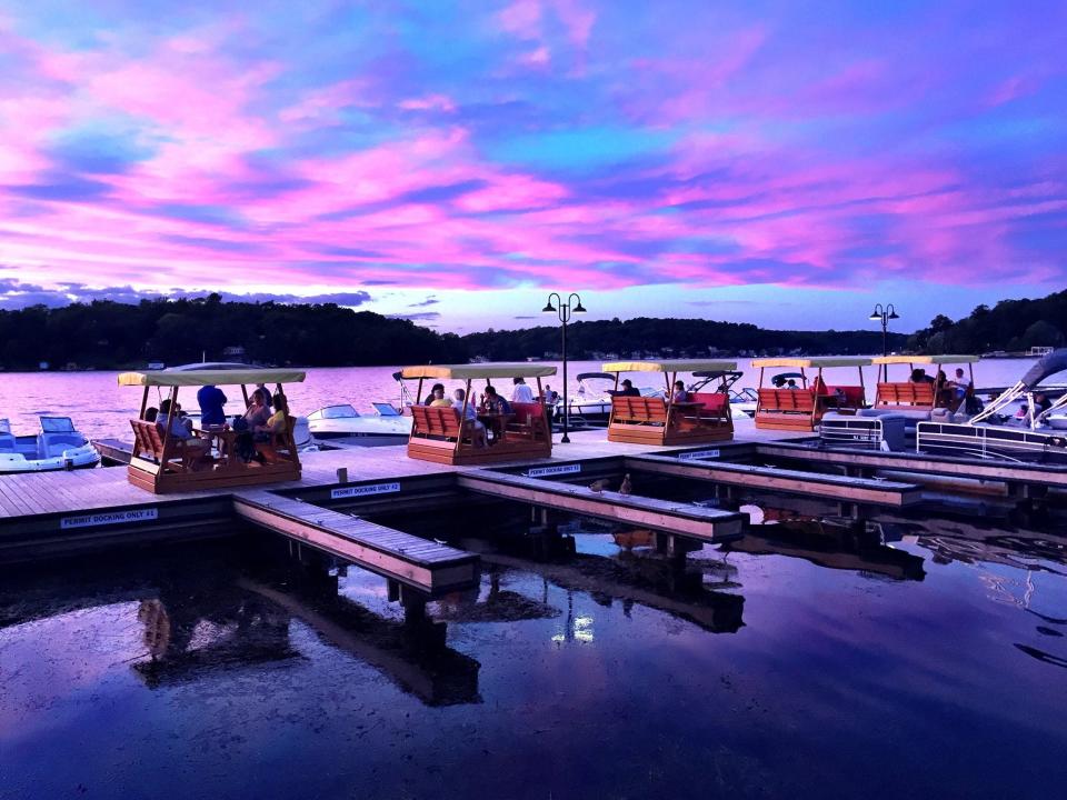 The gliders offer the best view of Lake Hopatcong.