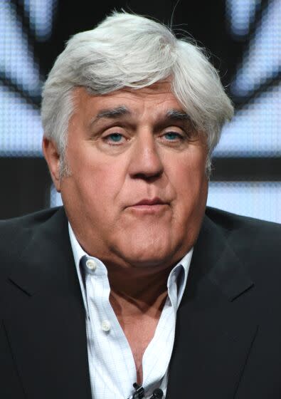 Jay Leno participates in the "Jay Leno's Garage" panel at the NBCUniversal Television Critics Association Summer Tour at the Beverly Hilton Hotel on Thursday, Aug. 13, 2015, in Beverly Hills, Calif. (Photo by Richard Shotwell/Invision/AP)