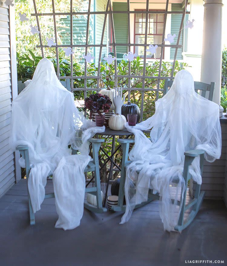 halloween ghost decorations foam head muslin ghosts