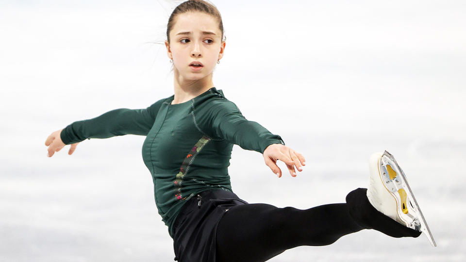 Kamila Valieva, pictured here during a training session at Capital Indoor Stadium at the Winter Olympics.