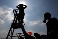 Anti-government protesters gather at the Chinese University of Hong Kong campus in Hong Kong