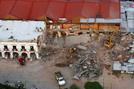 An overview of the municipal building, damaged in an earthquake that struck off the southern coast of Mexico late on Thursday, in Juchitan, Mexico, September 9, 2017. REUTERS/Carlos Jasso