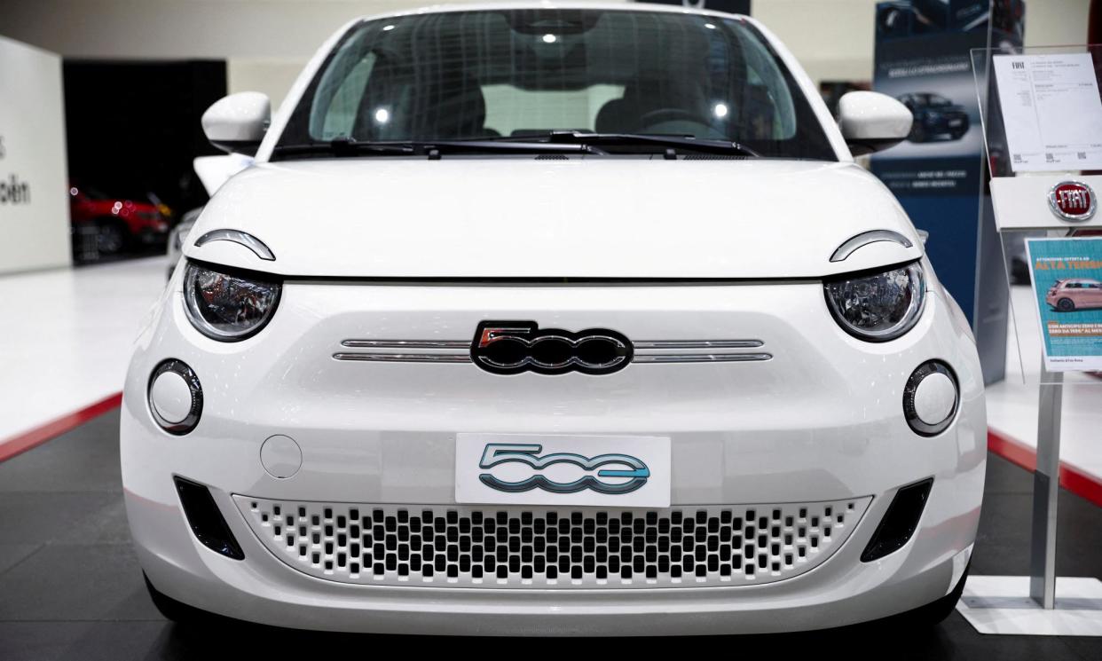 <span>The fully electric Fiat 500 is made at the historic Mirafiori factory in Turin in north-west Italy. Stellantis is investing €100m in the site.</span><span>Photograph: Guglielmo Mangiapane/Reuters</span>