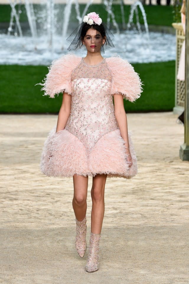 The 16-year-old model made her couture debut for Chanel in Paris, France, on Tuesday.