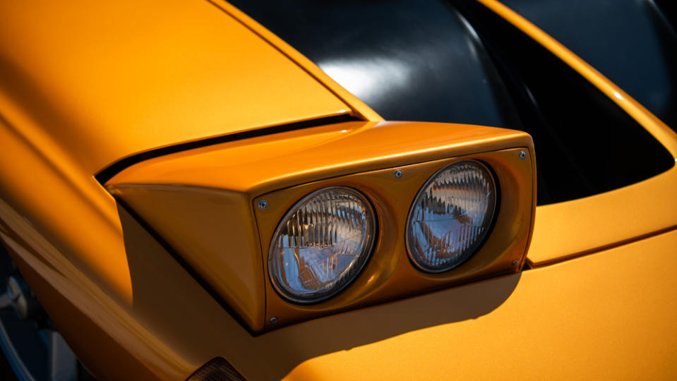 The C111 plays Peekaboo with its headlights. - Credit: Robin Trajano, courtesy of Mercedes-Benz.