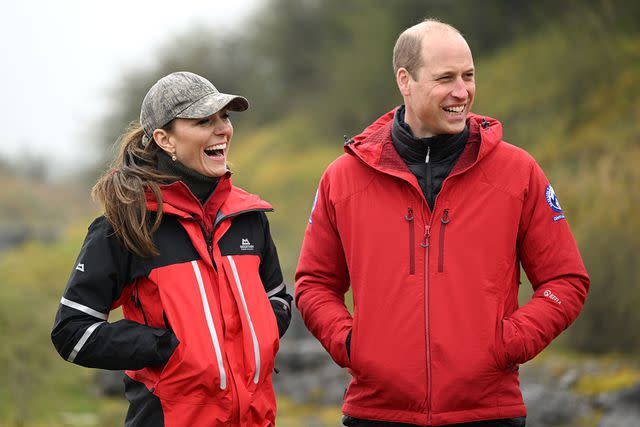 <p>Matthew Horwood - WPA Pool/Getty</p> Kate Middleton and Prince William visit the Central Beacons Mountain Rescue Team in Wales in April 2023.