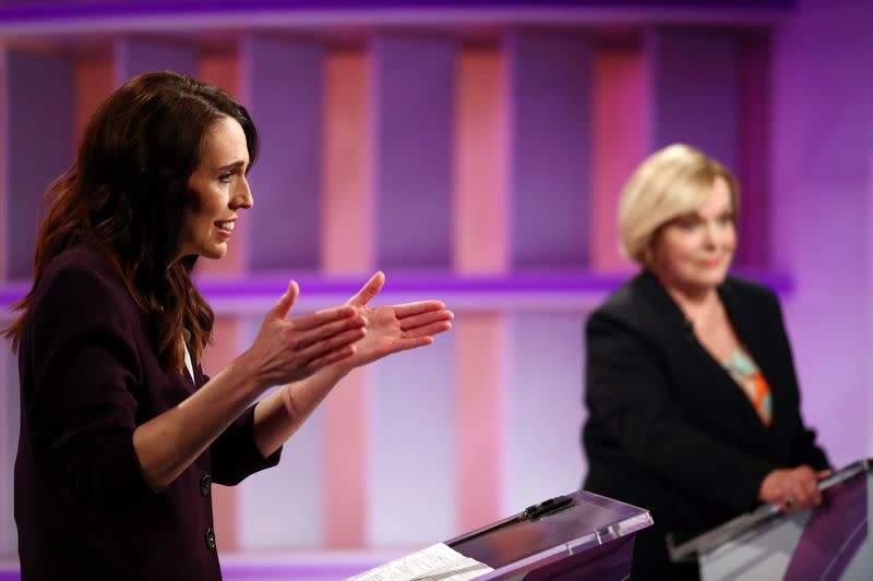 New Zealand Prime Minister Ardern and National leader Collins debate in Auckland