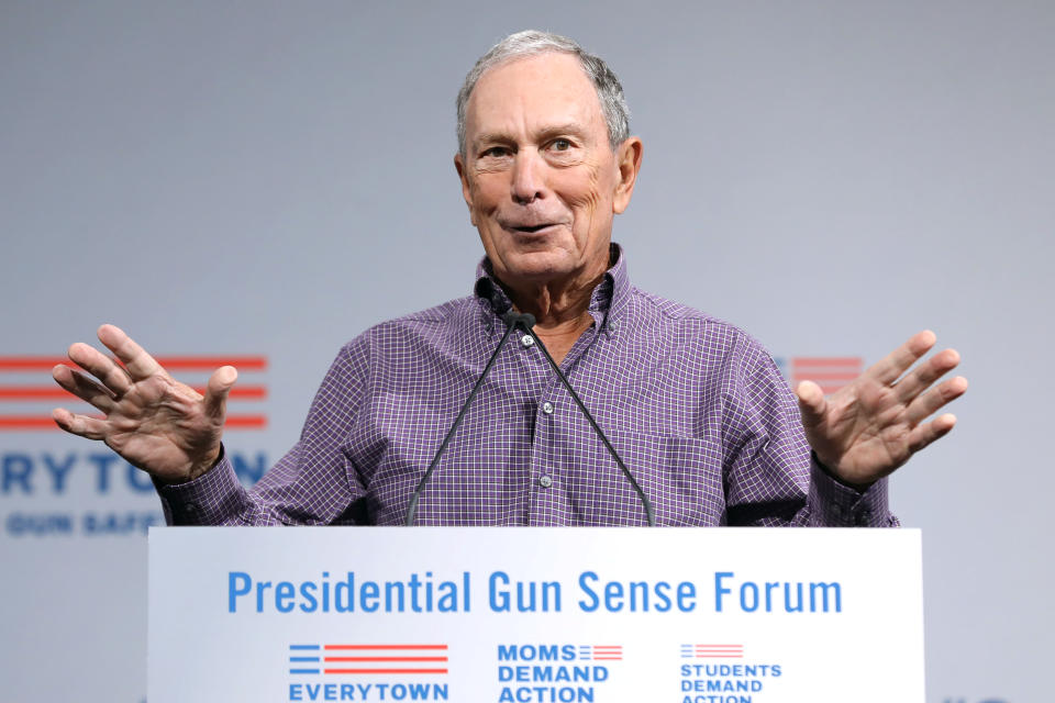 Former New York City Mayor Michael R. Bloomberg speaks during the Presidential Gun Sense Forum in Des Moines, Iowa. (Scott Morgan/Reuters)