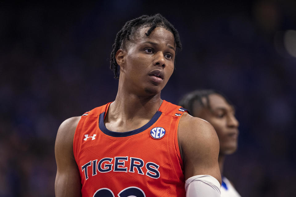 Isaac Okoro, who played for the Auburn Tigers, is seen during a game against the Kentucky Wildcats at Rupp Arena on February 29. / Credit: / Getty Images