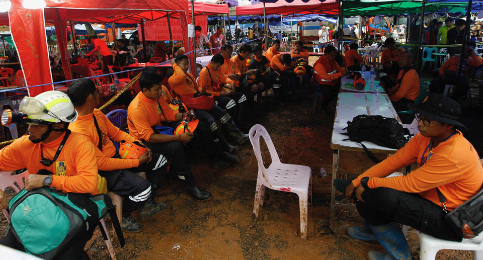 Thai Civilian Defence Volunteers prepare to join the ‘D-Day’ for the ongoing rescue operation. Source: AAP