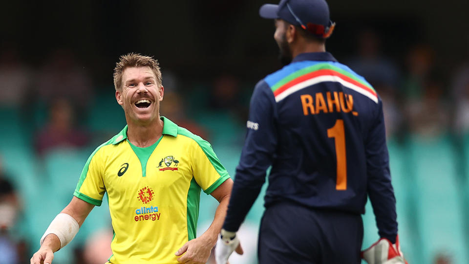 David Warner and KL Rahul, pictured here in action during the second ODI between Australia and India.