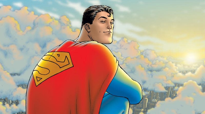 superman sitting on a cloud